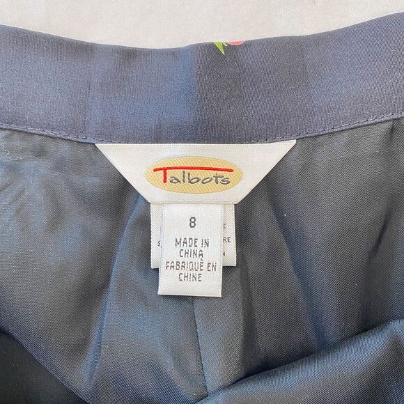 Talbots Silk Ankle Pants Floral Roses Lined Black Womens 8 Bloomcore - Picture 5 of 10